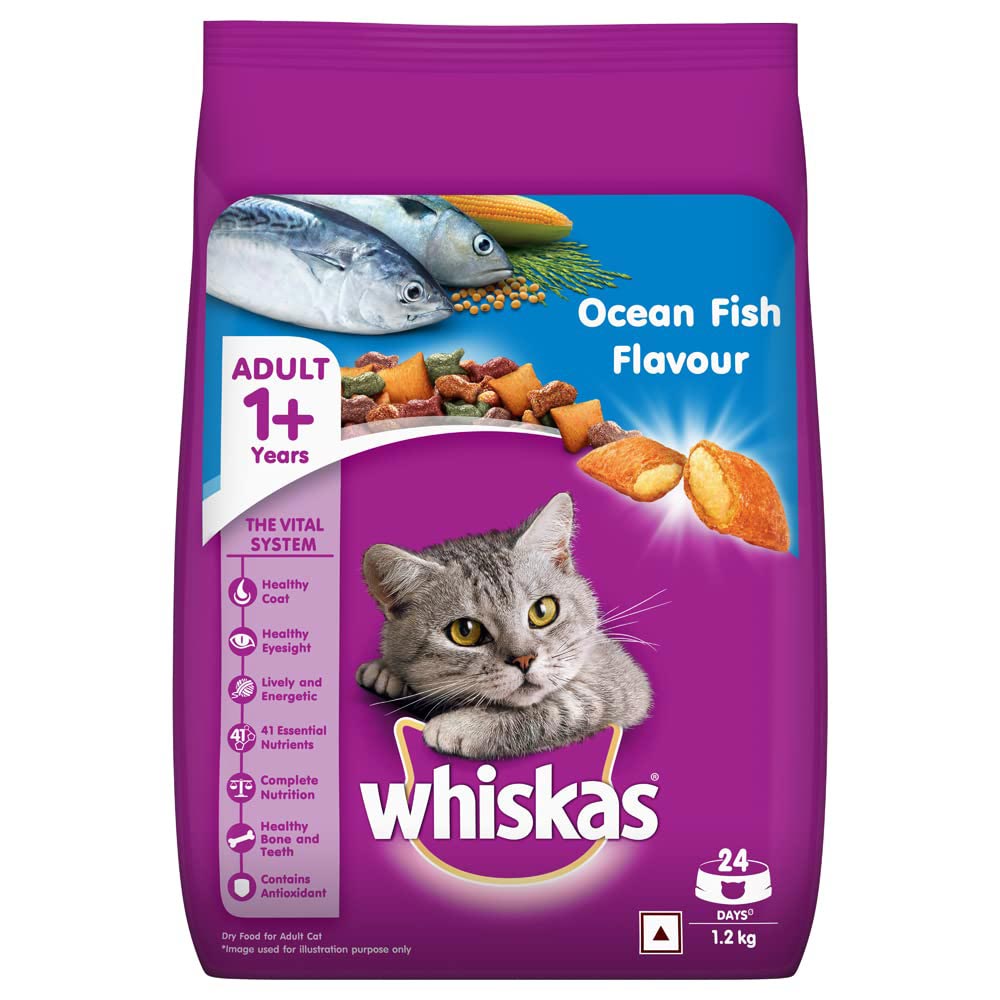 غذای خشک 1.5 کیلویی whiskas ماهی(زیپ کیپ)